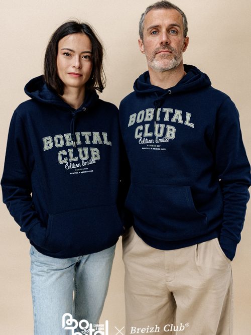 Hoodie unisexe Bobital Club bleu marine - Numéroté