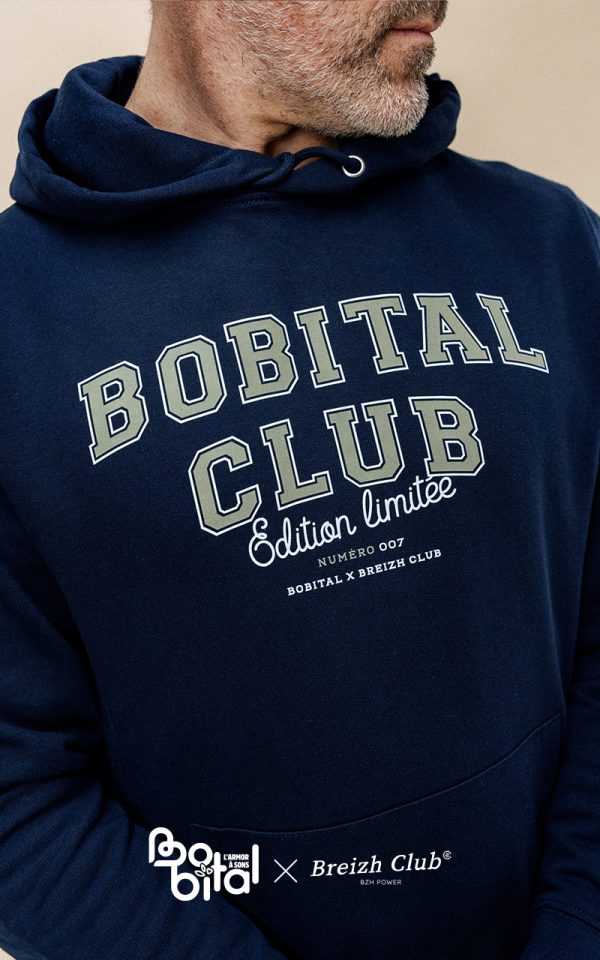 Hoodie unisexe Bobital Club bleu marine - Numéroté